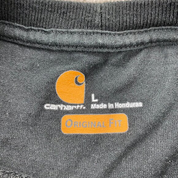 Carhartt T-Shirt Men Large L Black Chest Pocket Logo Outdoor Streetwear Workwear - Picture 4 of 7
